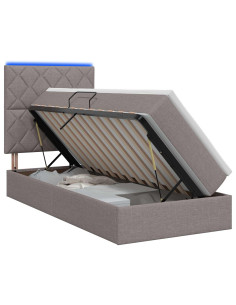 Letto con contenitore LED e materasso Tortora 90 x 200 cm 2