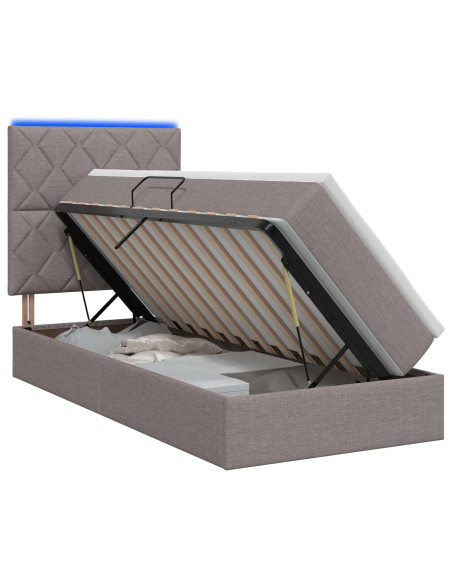 Letto con contenitore LED e materasso Tortora 90 x 200 cm