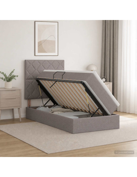 Letto con contenitore LED e materasso Tortora 90 x 200 cm