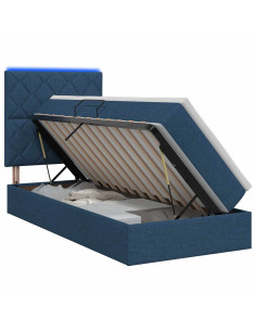 Letto con contenitore LED e materasso Blu 90 x 200 cm Tessuto 2