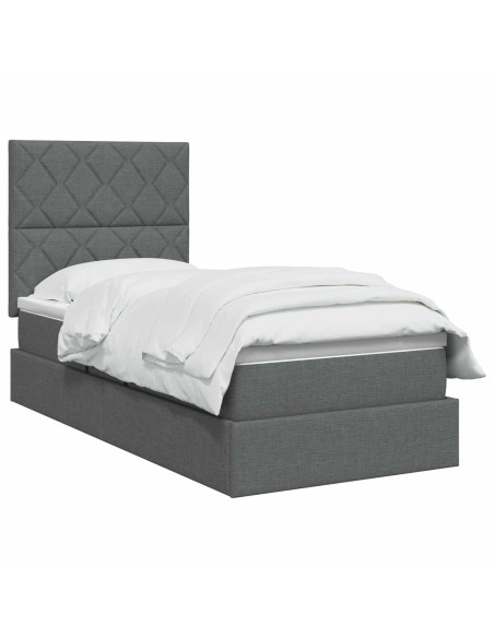 Letto con contenitore LED e materasso Grigio Scuro 100 x 200 cm