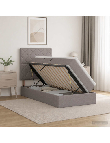 Letto con contenitore LED e materasso Tortora 100 x 200 cm
