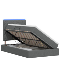 Letto con contenitore LED e materasso Grigio Scuro 120 x 200 cm 2
