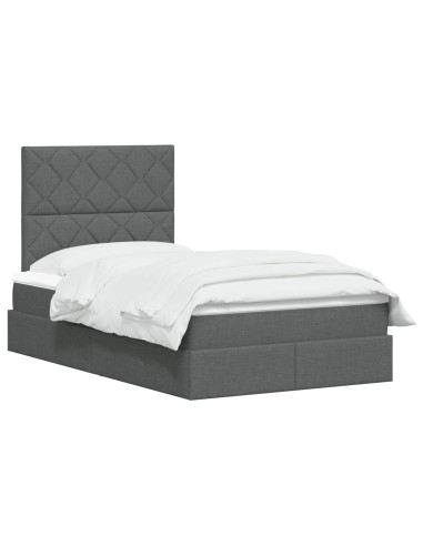 Letto con contenitore LED e materasso Grigio Scuro 120 x 200 cm