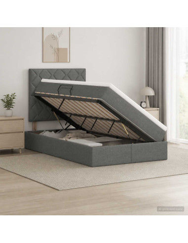 Letto con contenitore LED e materasso Grigio Scuro 120 x 200 cm