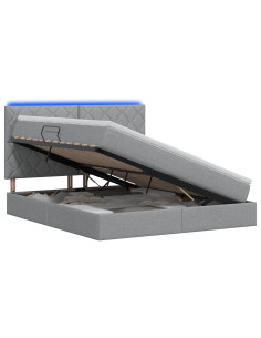Letto con contenitore LED e materasso Grigio Chiaro 2