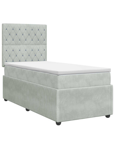 Letto box spring con materasso Grigio Chiaro 90 x 190 cm