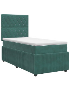 Letto box spring con materasso Verde Scuro 90 x 190 cm Velluto 2