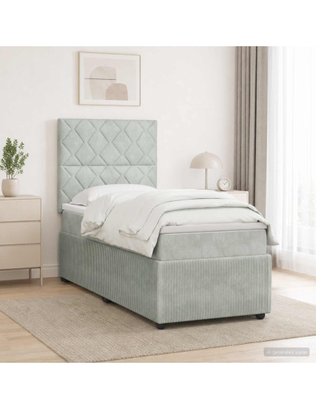 Letto box spring con materasso Grigio Chiaro 100 x 200 cm