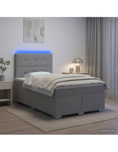 Letto box spring con materasso Grigio Chiaro 120 x 200 cm
