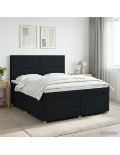 Letto box spring con materasso Nero 140 x 190 cm Tessuto