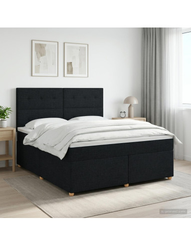 Letto box spring con materasso Nero 140 x 190 cm Tessuto