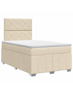 Letto box spring con materasso Crema 120 x 190 cm Tessuto
