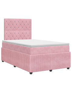 Letto box spring con materasso Rosa 120 x 190 cm Velluto
