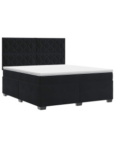 Letto box spring con materasso Nero 140 x 200 cm Velluto 2
