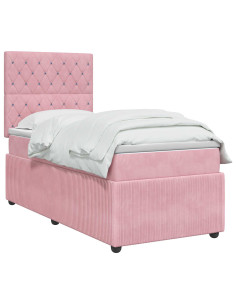 Letto box spring con materasso Rosa 90 x 200 cm Velluto 2