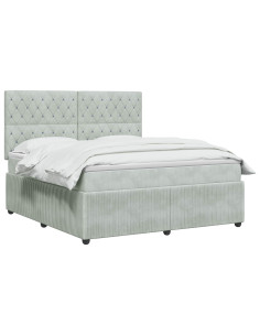 Letto box spring con materasso Grigio Chiaro 160 x 200 cm 2