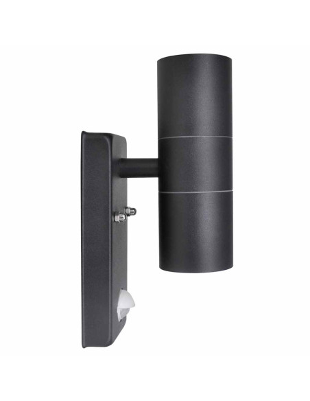 Lampada LED a Parete Acciaio Inox Forma Cilindrica Nera con Sensore