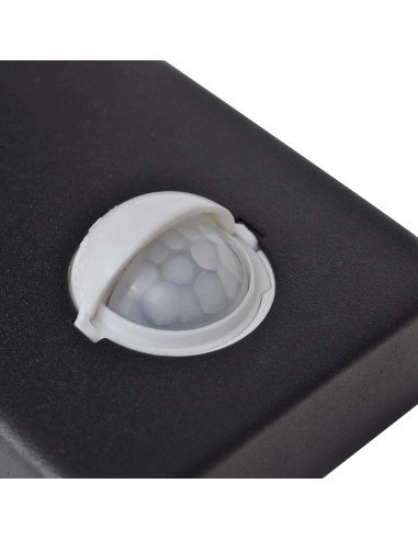Lampada LED a Parete Acciaio Inox Forma Cilindrica Nera con Sensore
