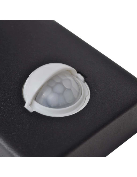 Lampada LED a Parete Acciaio Inox Forma Cilindrica Nera con Sensore