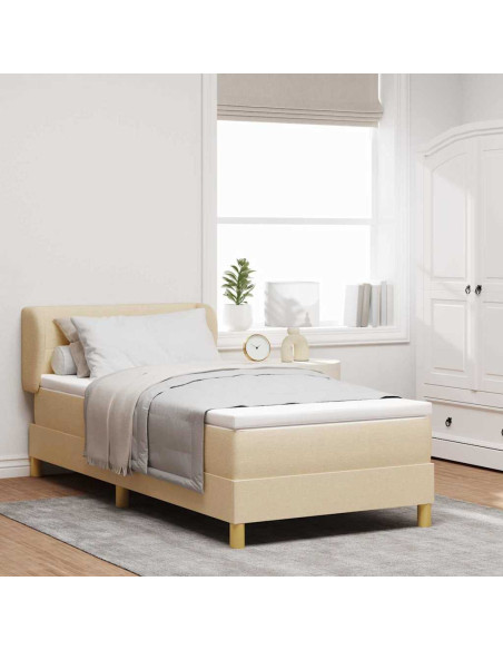 Letto a molle con testiera Crema 90 x 190 cm Tessuto