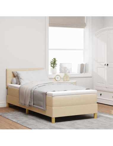 Letto a Sorgente LED con strisce LED Crema 90 x 190 cm Tessuto