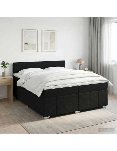 Letto box spring con materasso Nero 200 x 200 cm Tessuto