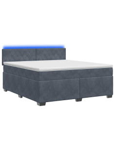 Letto con Box Spring, Materasso e LED Grigio Scuro 140 x 190 cm