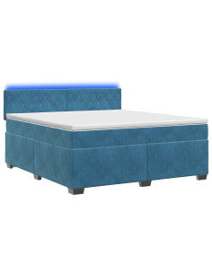 Letto con Box Spring, Materasso e LED Blu 180 x 200 cm Velluto
