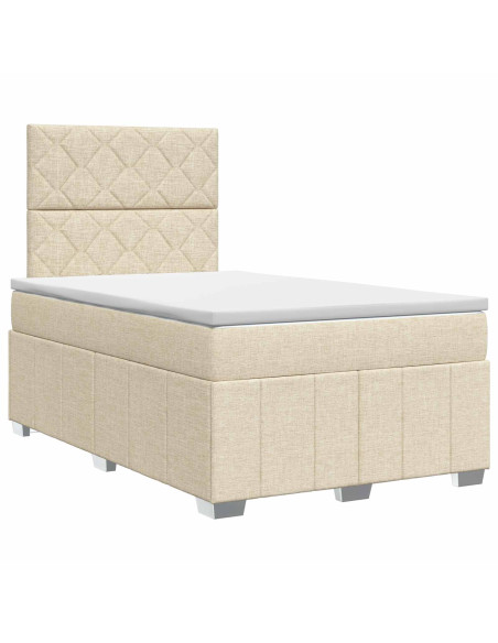 Letto box spring con materasso Crema 120 x 200 cm Tessuto
