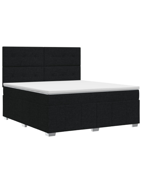 Letto box spring con materasso Nero 140 x 190 cm Tessuto