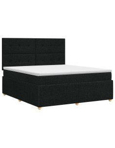 Letto box spring con materasso Nero 140 x 190 cm Tessuto