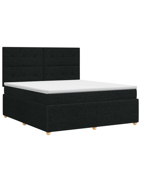 Letto box spring con materasso Nero 140 x 190 cm Tessuto
