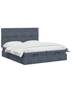 Letto ottomano con materasso 2 pcs Grigio Scuro Velluto 2