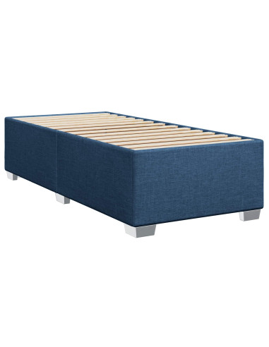 Letto con Box Spring, Materasso e LED Blu 100 x 200 cm Tessuto