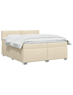 Letto con Box Spring, Materasso e LED Crema 200 x 200 cm 2