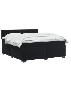 Letto con Box Spring, Materasso e LED Nero 200 x 200 cm Velluto 2