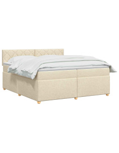 Letto box spring con materasso Crema 200 x 200 cm Tessuto 2