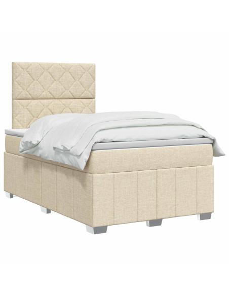 Letto box spring con materasso Crema 120 x 200 cm Tessuto