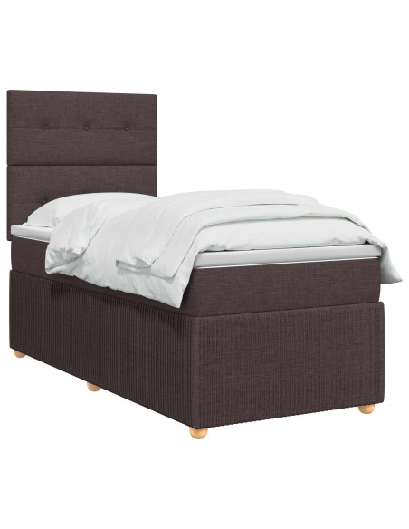 Letto box spring con materasso Marrone Scuro 90 x 190 cm