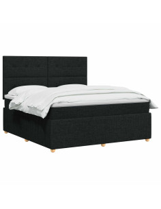 Letto box spring con materasso Nero 140 x 190 cm Tessuto 2