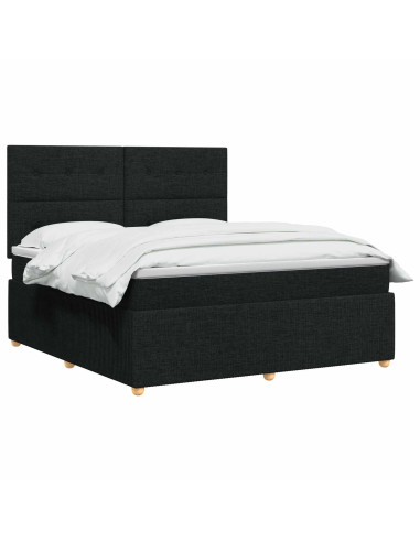 Letto box spring con materasso Nero 140 x 190 cm Tessuto