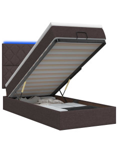 Letto Ottomano con Materasso e LED Marrone Scuro 90 x 190 cm 2