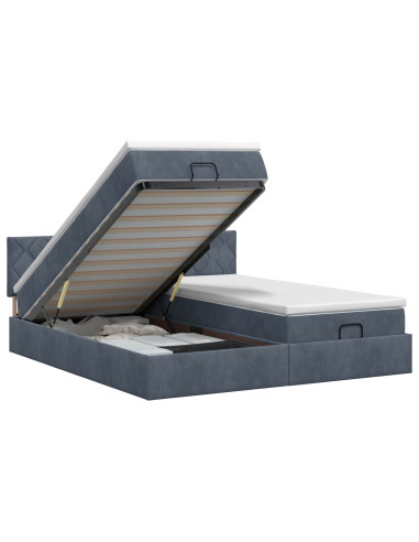 Letto ottomano con materasso 2 pz Grigio Scuro Velluto