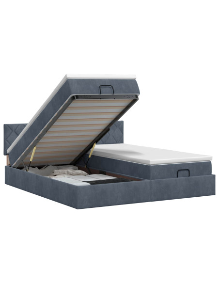 Letto ottomano con materasso 2 pz Grigio Scuro Velluto