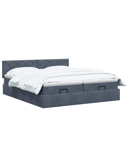Letto ottomano con materasso 2 pz Grigio Scuro Velluto