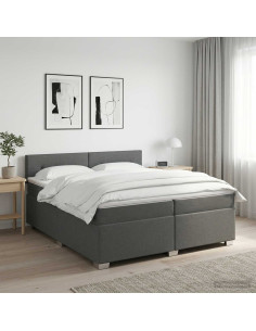 Letto box spring con materasso Grigio Scuro 200 x 200 cm