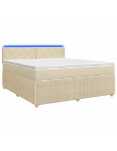 Letto box spring con materasso Crema 180 x 200 cm Tessuto 2