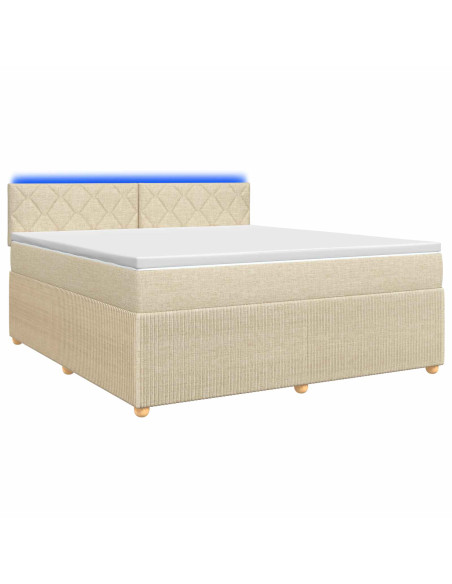 Letto box spring con materasso Crema 180 x 200 cm Tessuto