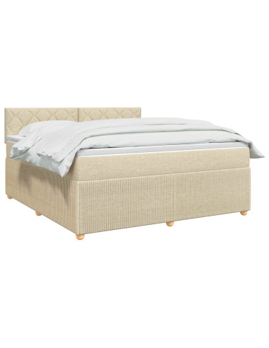 Letto box spring con materasso Crema 180 x 200 cm Tessuto